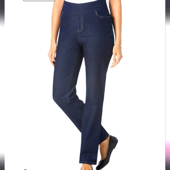 Flex-Fit Pull-On Straight-Leg Jean Size 14W - Picture 1 of 11